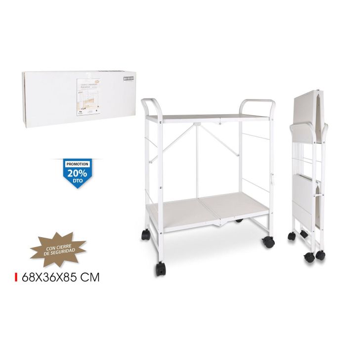 Inde Carro auxiliar de servicio plegable para camarera. Sus dimensiones son 68 x 36 x 104.5 cm y pesa 7 kg. Inde Carro auxiliar de servicio plegable para camarera. Sus dimensiones son 68 x 36 x 104.5 cm y pesa 7 kg.
