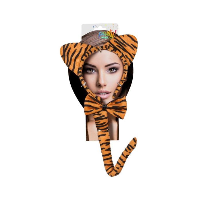 Kit Tigresa Diadema Orejas Pajarita Y Cola para Fiestas y Disfraces 2 Kit Tigresa Diadema Orejas Pajarita Y Cola para Fiestas y Disfraces 2