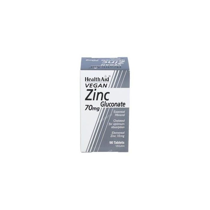 Health Aid Gluconato de Zinc 90 Comprimidos para el sistema inmune. Apto para vegetarianos, veganos y niños