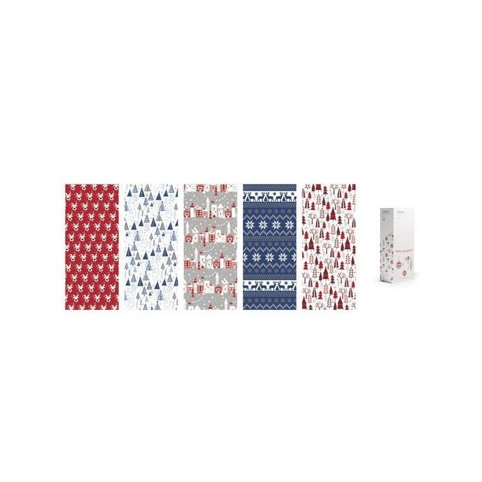 Wonder Wrapper Papel De Regalo Rollo 70 cm X 2M Surtido Navidad Nordic - 5 Modelos Diferentes