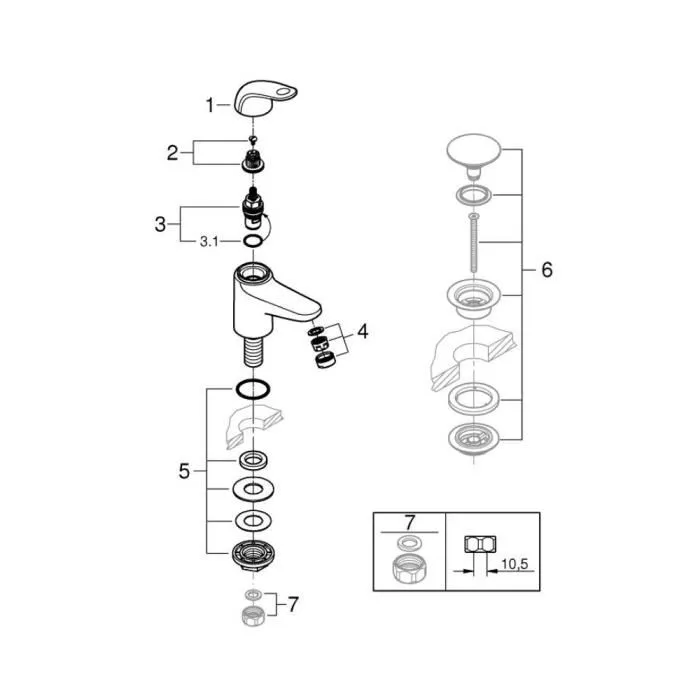Grifo monomando para lavamanos - GROHE Swift - 20617001 - Cromo - Talla XS - Ahorro de agua 3