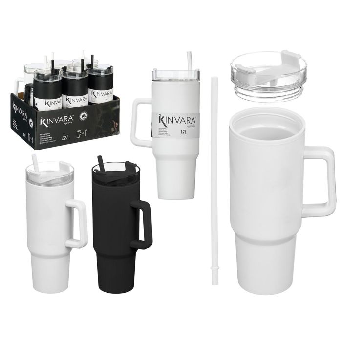 Vaso Asa Pajita Blanco Negro 1200Ml Surtidos Kinvara 10x26x10cm (12 Unidades) 0 Vaso Asa Pajita Blanco Negro 1200Ml Surtidos Kinvara 10x26x10cm (12 Unidades) 0