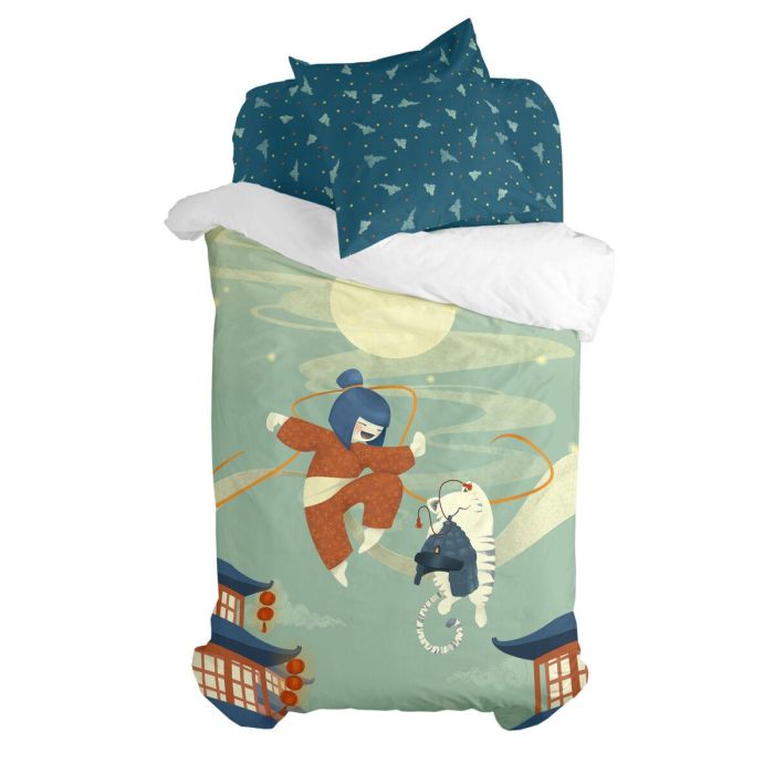 Juego de funda nórdica HappyFriday Mr Fox The warrior Multicolor Cama de 80 2 Piezas 4