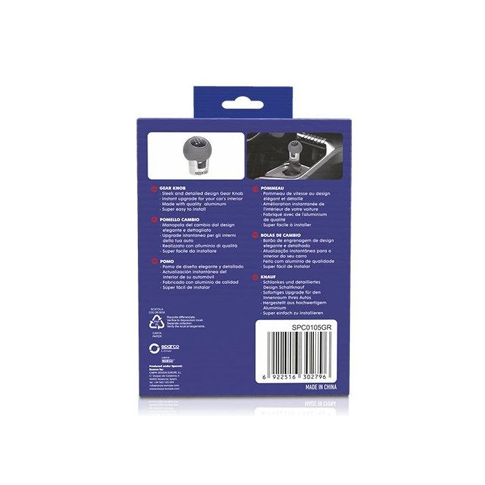 Sparco Pomo Lazio SPC0105GR Cromado Gris Aluminio y Polipiel Diseño Deportivo 3