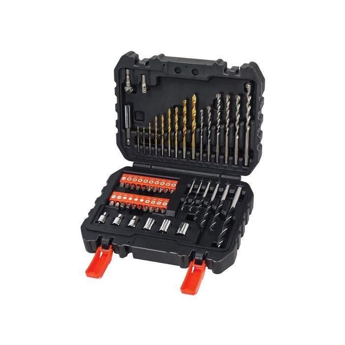 BLACK+DECKER Juego de perforación y atornillado de 50 piezas: Brocas para Metal, Concreto, Madera y Puntas de Destornillador de 25mm