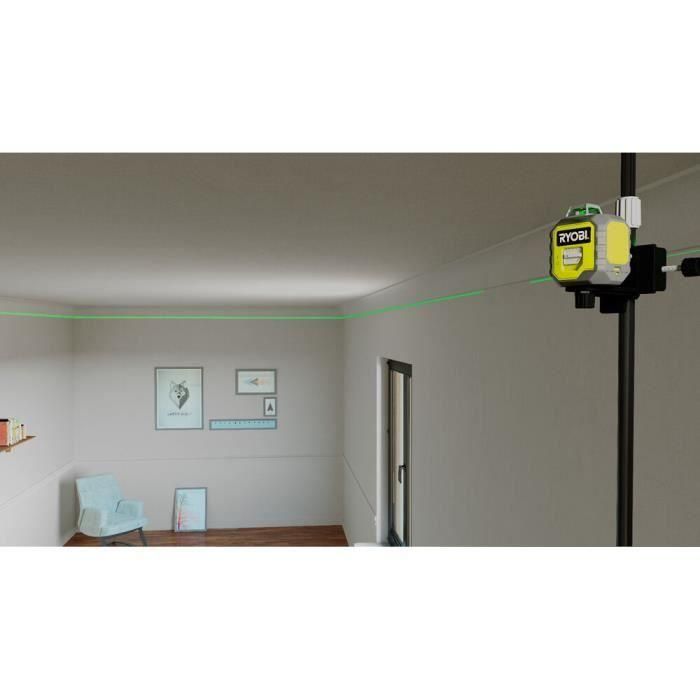 Ryobi RB360GLL Láser verde 360° con alcance 25m y precisión +/- 0,5 mm, incluye bolsa y pilas