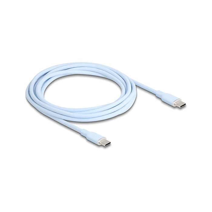 DeLOCK 81235 Cable USB Tipo C a Tipo C 2.5m, USB 2.0, Power Delivery PD 3.0 60W, Silicona Azul 0 DeLOCK 81235 Cable USB Tipo C a Tipo C 2.5m, USB 2.0, Power Delivery PD 3.0 60W, Silicona Azul 0