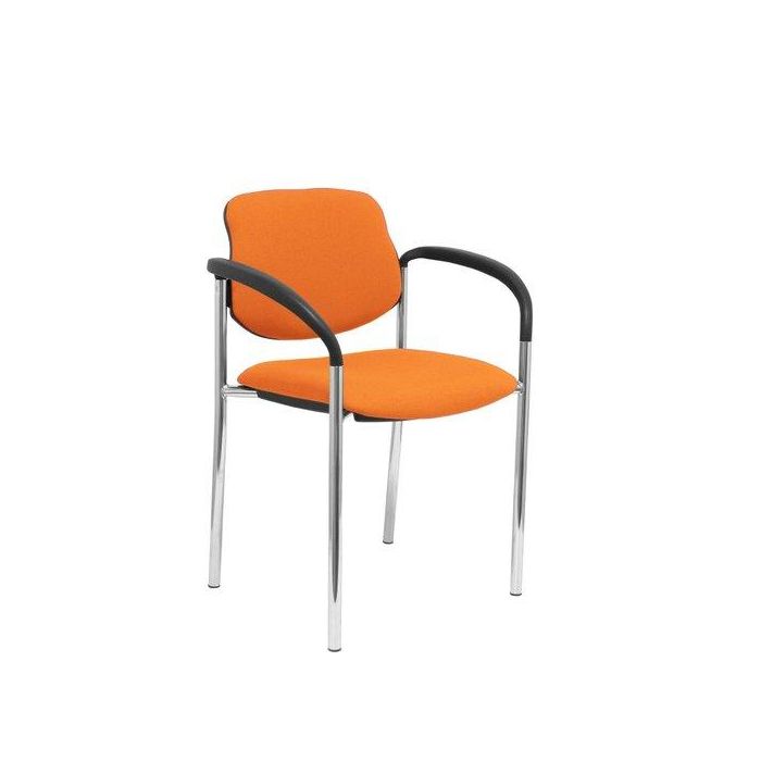 Silla Piqueras Y Crespo Villalgordo Confidente Brazos Fijos Chasis Cromo Asiento Y Respaldo Tapizados Bali Naranja