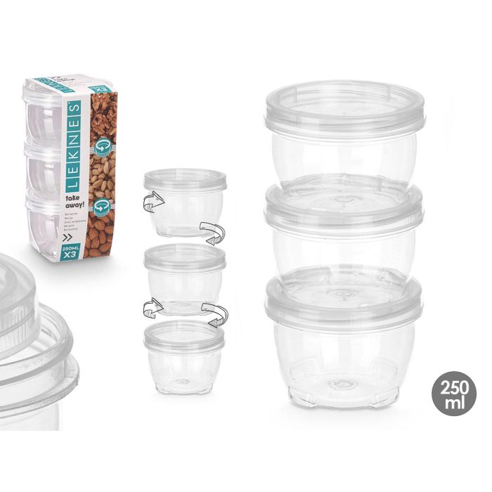 Set 3 Tarros Plastico 250Ml Leknes 9X17CM (24 Unidades) Set 3 Tarros Plastico 250Ml Leknes 9X17CM (24 Unidades)