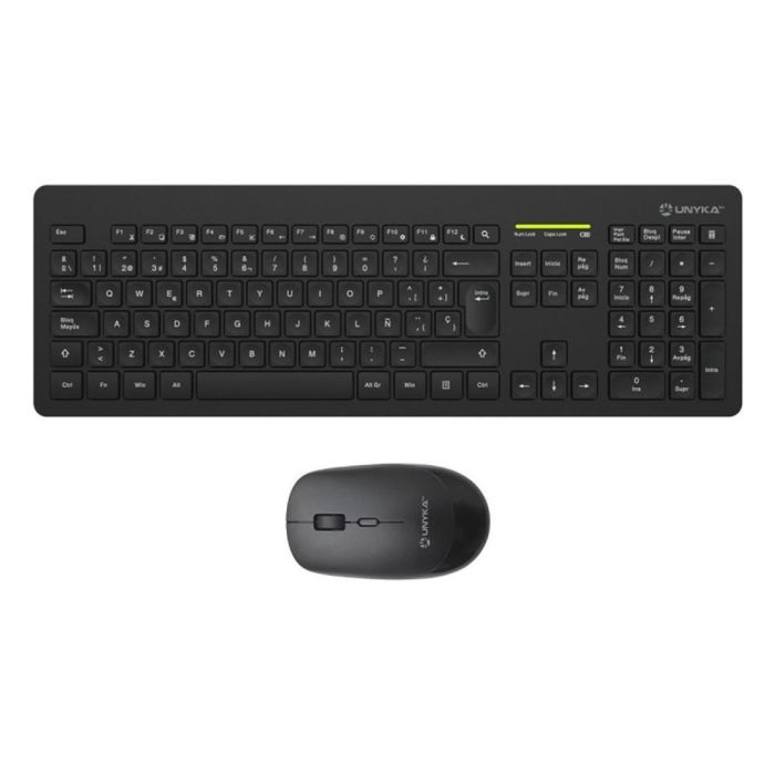 Unykach Teclado + Ratón Mk212 Pro Inalámbrico RF, Óptico 2400 DPI, Español, Uso Oficina, Negro