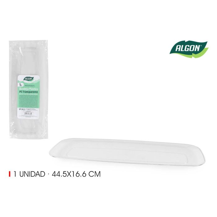 Bandeja rectangular transparente Algon 44.5 x 16.6 cm (24 Unidades) Bandeja rectangular transparente Algon 44.5 x 16.6 cm (24 Unidades)
