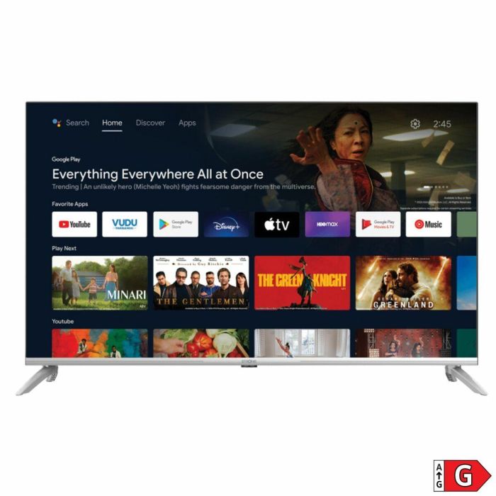 Strong 43UD6593 Televisor Smart TV 43" (109,2 cm) 4K Ultra HD con WiFi integrado para streaming, pantalla plana, color Plata. 4