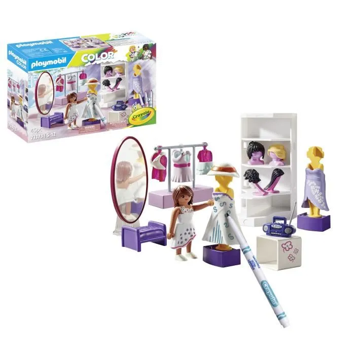 Playmobil Camerino Color, Set de Diseño y Pintura de Ropa con Figuras Lavables y Accesorios