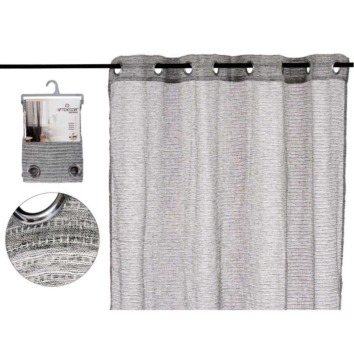 Cortina Visillo Gris Oscuro 140X260 Cm Giftdecor (6 Unidades) Cortina Visillo Gris Oscuro 140X260 Cm Giftdecor (6 Unidades)
