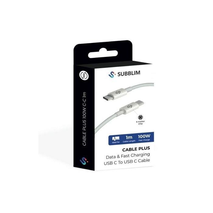 Cable USB-C a USB-C Subblim SUBCAB-C10010 Blanco Negro 1 m 4 Cable USB-C a USB-C Subblim SUBCAB-C10010 Blanco Negro 1 m 4