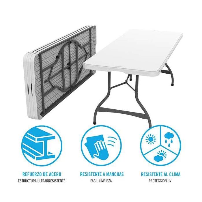 Mesa Plegable Lifetime Blanco Acero Plástico 182 x 73,5 x 76 cm 3