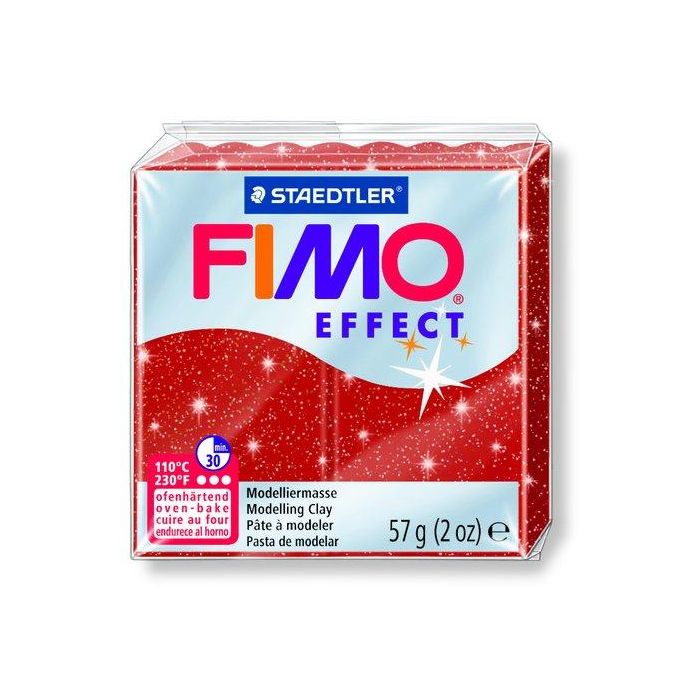 Pasta Modelar Fimo Effect Rojo Purpurina 57 Gr. 6 unidades