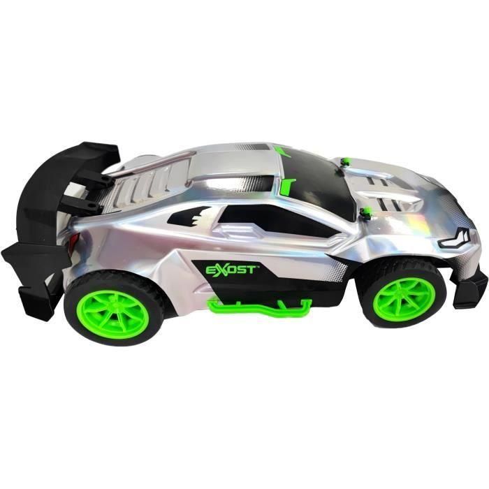 Exost EXO3700224540227 Coche Teledirigido 1:14, 15 km/h, Metal cromado, 31.5 cm, Plateado y verde, para +5 años 4