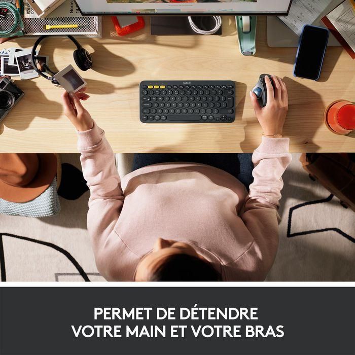 Logitech ERGO M575 Ratón Trackball Inalámbrico RF/Bluetooth, 2000 DPI, Blanco, Incluye Receptor Nano y Pilas, Para Mano Derecha