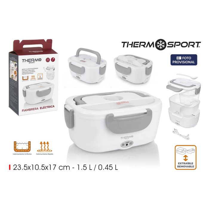 Inde Fiambrera Eléctrica Extraíble Thermosport de 1.5 L, 23.5 x 10.5 x 17 cm (6 Unidades) Inde Fiambrera Eléctrica Extraíble Thermosport de 1.5 L, 23.5 x 10.5 x 17 cm (6 Unidades)