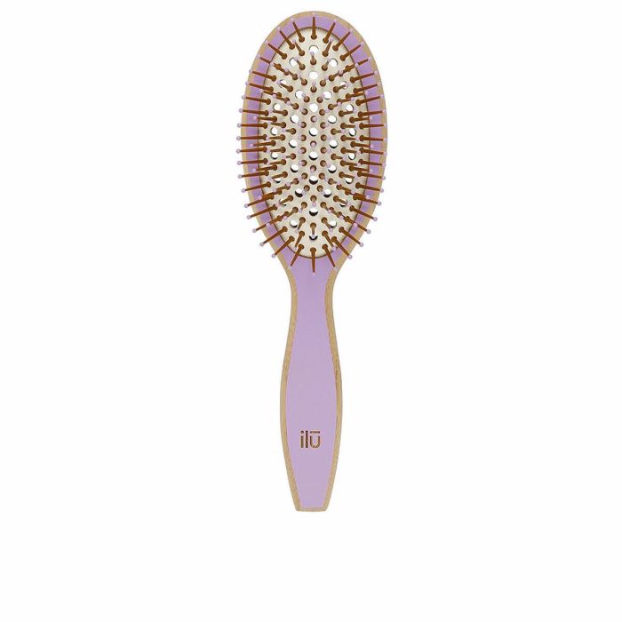 Ilū Cepillo Ovalado de Bambú Wild Lavender para Cabello Largo y Mediano, Ventilado, Antiestático, Desenredante y Masajeador 1 ud.