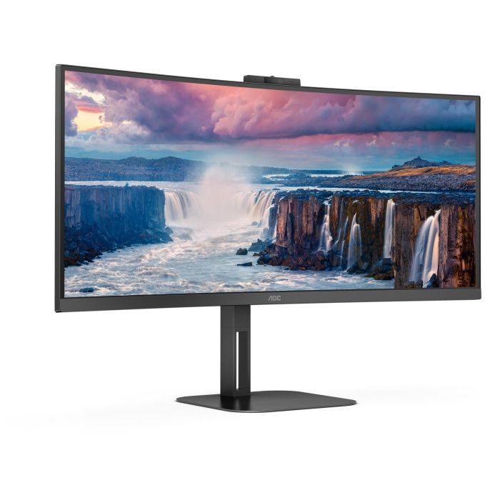 AOC CU34V5CW/BK Monitor Curvo 34" Ultrapanorámico WQHD 100Hz con Webcam Windows Hello, USB-C 65W, VA 5