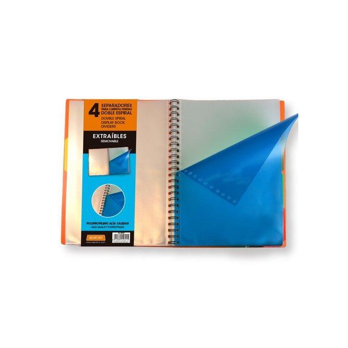 Separadores Senfort Dynamic Extraible Para Wire-O Pp Opaco A4 4 Pestañas (Set de 10)