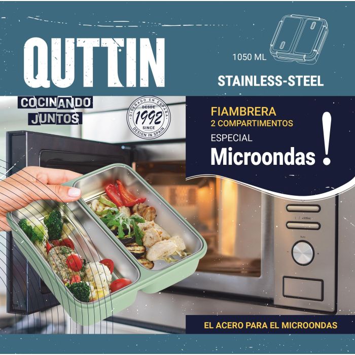 Fiambrera de plástico y acero con 2 departamentos Micro Quttin T - Thermosport (6 Unidades) 9
