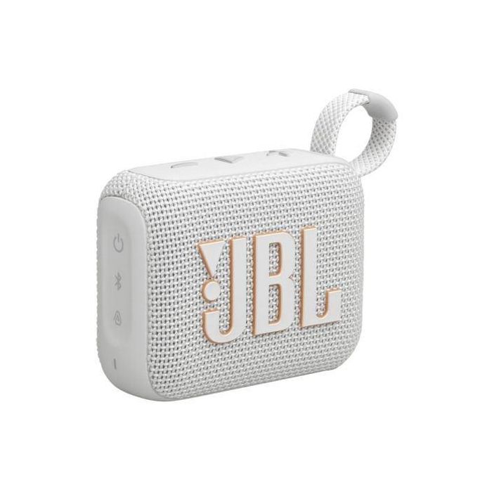 JBL GO 4 Altavoz Bluetooth Portátil Blanco con Graves Potentes, Sonido JBL Pro, IP67 Resistencia Agua y Polvo, 7h Autonomía