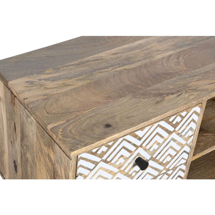 DKD Home Decor Mueble TV Boho Natural Blanco 135 x 40 x 55 cm 1
