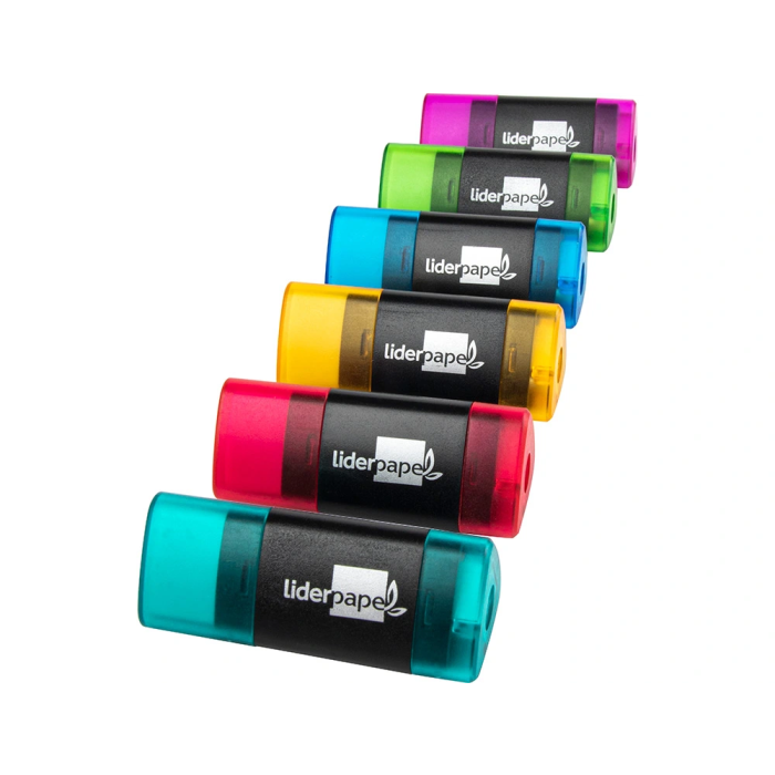 Liderpapel Goma de Borrar Triangular con Sacapuntas Ecológica sin PVC Colores Surtidos 2