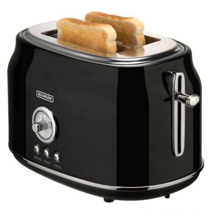 Bourgini Tostadora Pan Retro Negra 815 W, Acero Inoxidable, 2 Rebanadas, Nivel de Tostado Ajustable, Función Calentar y Descongelar, Diseño Retro 1 Bourgini Tostadora Pan Retro Negra 815 W, Acero Inoxidable, 2 Rebanadas, Nivel de Tostado Ajustable, Función Calentar y Descongelar, Diseño Retro 1