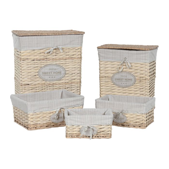 Cesta Ropa Shabby DKD Home Decor Crema 35 x 55 x 47 cm Set de 5 4