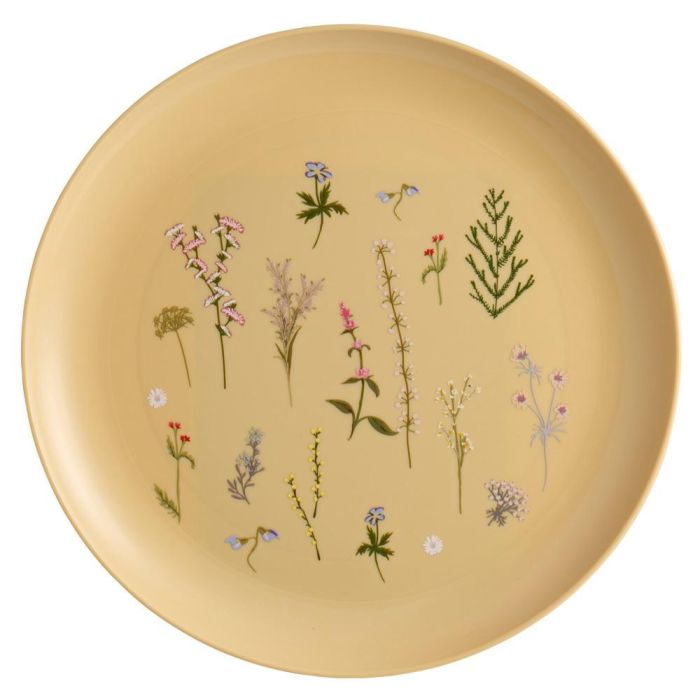 Day Juego de 4 Platos 25 cm Colores Surtidos Arena Natural Verde Musgo Amarillo Arena Ilustraciones de Plantas 5