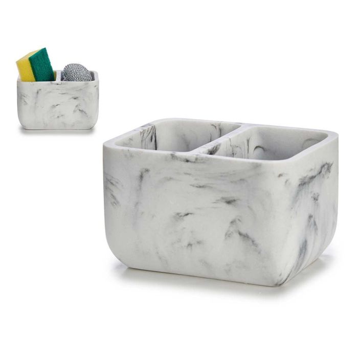 Kinvara Estropajero Doble Mármol Blanco Resina 12x7x9 cm con 2 Estropajos (18 Unidades) Kinvara Estropajero Doble Mármol Blanco Resina 12x7x9 cm con 2 Estropajos (18 Unidades)
