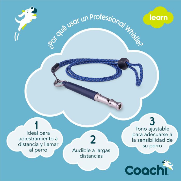 Coachi Silbato Profesional para Adiestramiento Canino, Tono Ajustable, Alto Volumen, Ligero, Compacto, Cordón Reflectante Azul Oscuro 3