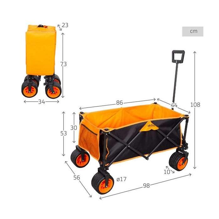Carro de playa plegable 86x44x53/108 cm ruedas 17x10cm 3 Carro de playa plegable 86x44x53/108 cm ruedas 17x10cm 3