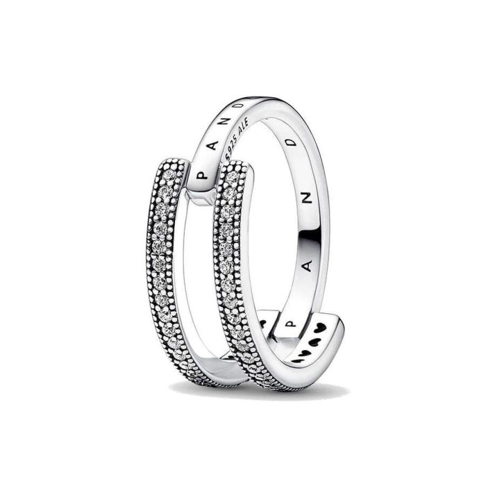 Anillo Mujer Pandora SIGNATURE LOGO & PAVE DOUBLE BAND - RING - SIZE 54 0 Anillo Mujer Pandora SIGNATURE LOGO & PAVE DOUBLE BAND - RING - SIZE 54 0