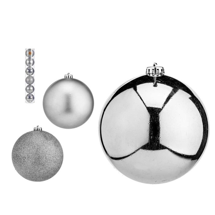 Krist+ Set de 6 Bolas de Navidad de 15 cm en Plata, Plástico (Set de 4)