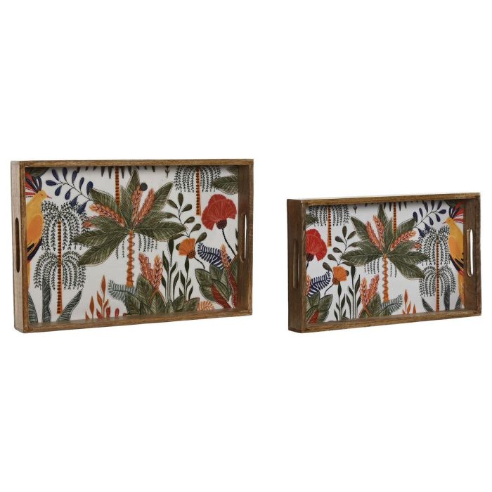 DKD Home Decor Bandeja Tropical 24 de Madera de Mango Acabado Decape con Palmera Verde Naranja 27x43.5x5.5 cm Set de 2 1 DKD Home Decor Bandeja Tropical 24 de Madera de Mango Acabado Decape con Palmera Verde Naranja 27x43.5x5.5 cm Set de 2 1