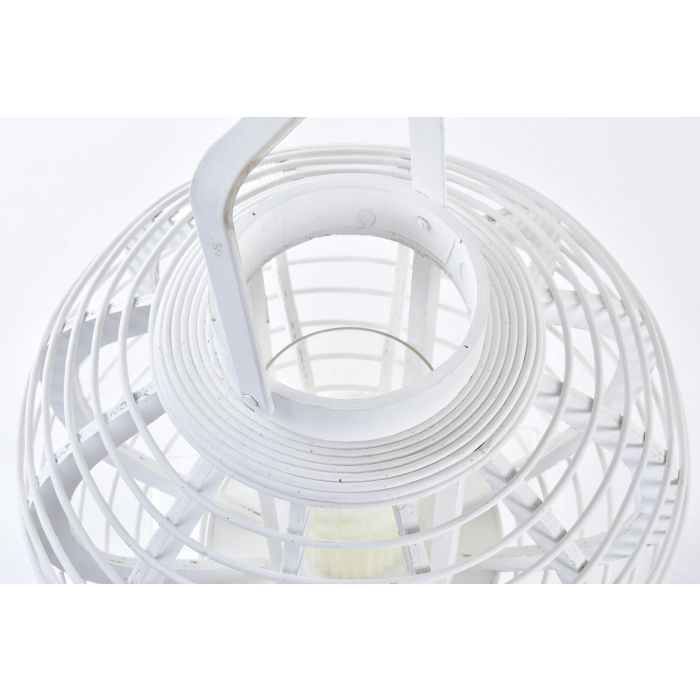 DKD Home Decor Portavelas Blanco Bambú Cristal 35 x 35 x 29 cm 2