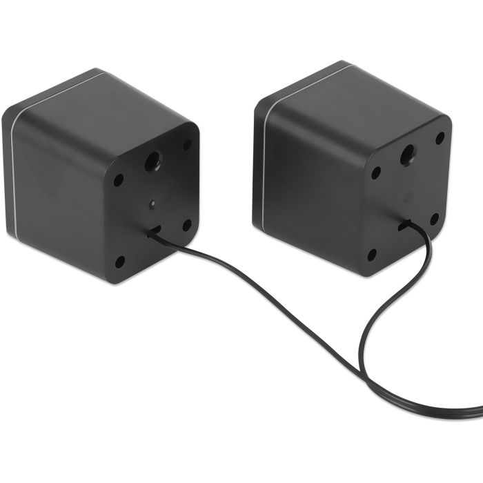 MANHATTAN Lautsprecher fr PC und Laptop 2600 Series zwei verbundene Lautsprecher 1.4 m USB-Kabel USB-C/USB-A-Adapter schwarz/silber 4
