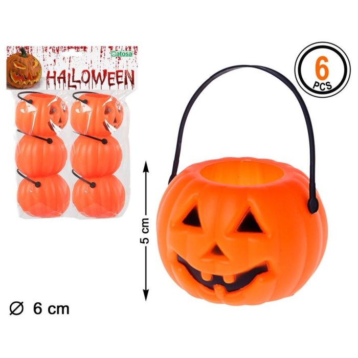 Mini Calabazas Decorativas 25x13 cm Pack De 6 Unidades Halloween Naranja
