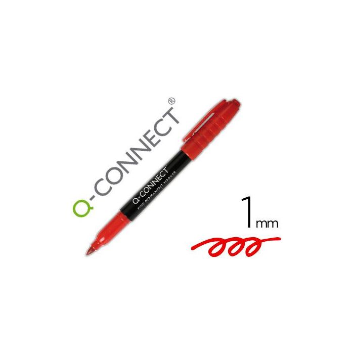 Rotulador Q-Connect Para Cd-Dvd Punta Fibra Permanente Rojo Punta Redonda 1 mm 10 unidades