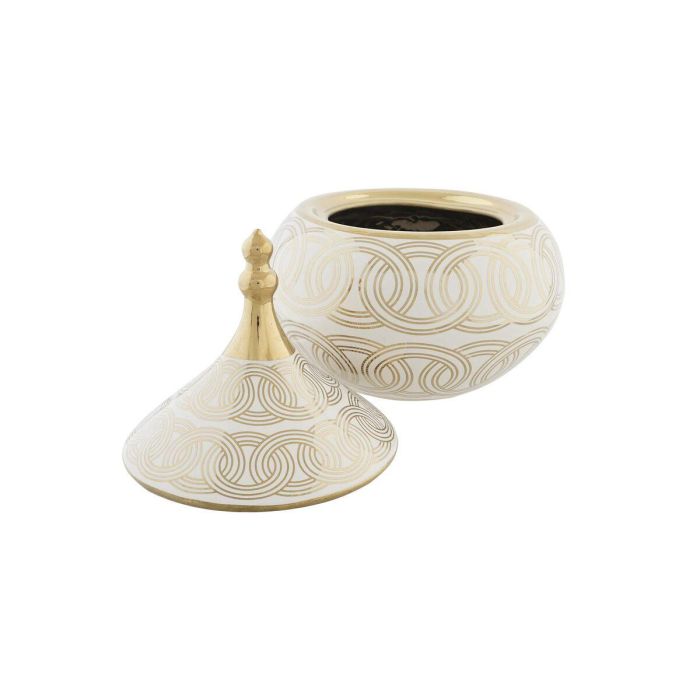 Tibor DKD Home Decor Blanco Dorado Porcelana Oriental Cromado 18 x 18 x 22 cm 2