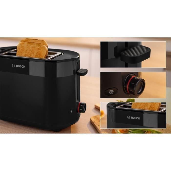 Bosch TAT2M123 MyMoment Tostadora 2 rebanadas Negra con centrado automático de pan, descongelación y recalentamiento 3 Bosch TAT2M123 MyMoment Tostadora 2 rebanadas Negra con centrado automático de pan, descongelación y recalentamiento 3
