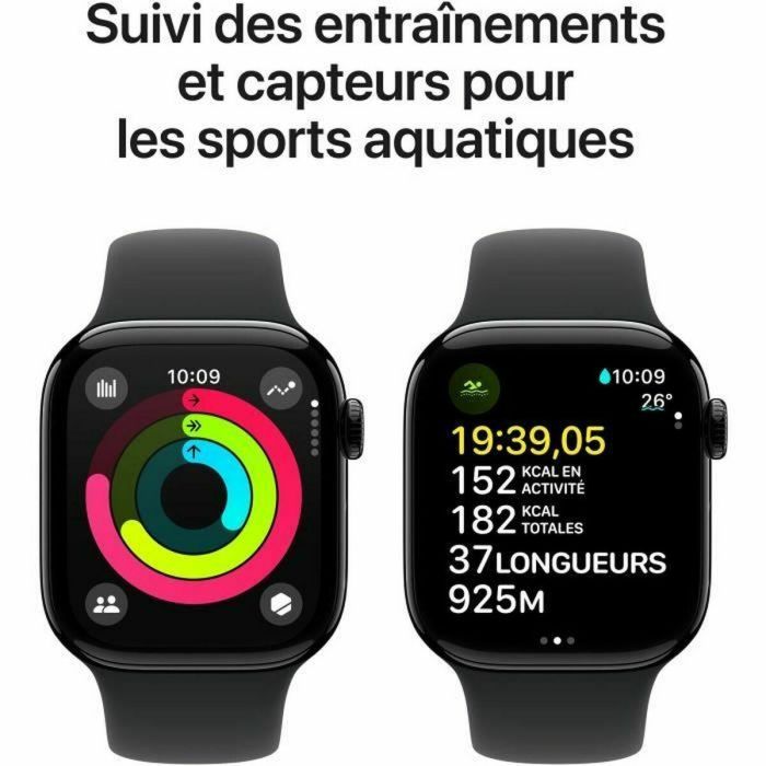 Apple Watch Series 10 GPS - 42 mm - Caja de aluminio en negro azabache - Correa deportiva negra - S/M 3