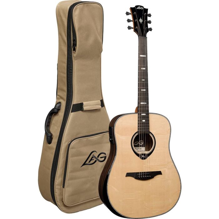 LAG Guitarra Acústica Dreadnought Hyvibe H2 50 A/E Cutaway Natural Brillante 1