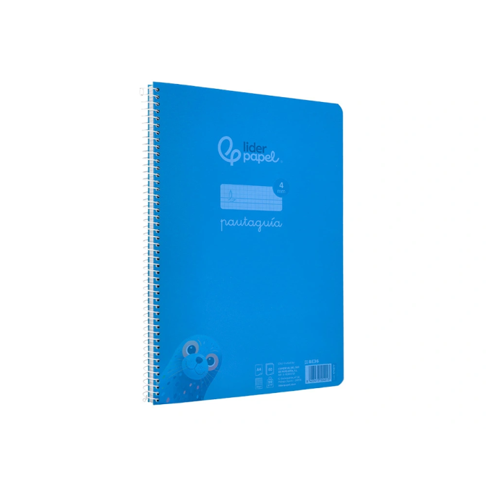 Liderpapel Cuaderno Espiral A4 Pautaguía Tapa Plástico 80 Hojas 90gr Cuadro Pautado 4mm Con Margen Color Azul 4