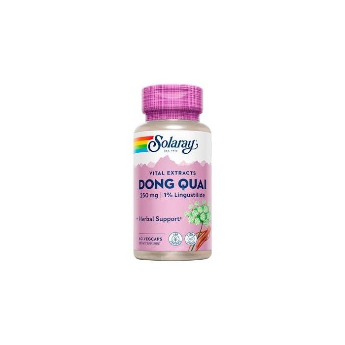 SOLARAY Dong Quai Angelica Sinensis 60 Cápsulas Soporte Adaptógeno Femenino y Regulador Menstrual para SPM